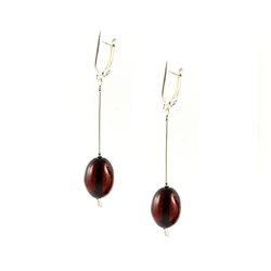 Cherry Amber Ball Earrings, with European lever clasp.