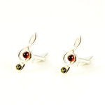 Treble Clef Musical Notes Silver And Amber Cuff Links