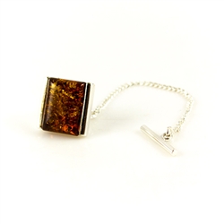 Handsome sterling silver and amber tie tack. We are discounting this item because the pin is shorter than normal.