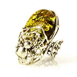 This is an adjustable large amber ring. Fits a size 9 comfortably as is but can be adjusted to fit larger size fingers.