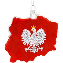 Double Sided Map Of Poland Glass Ornament