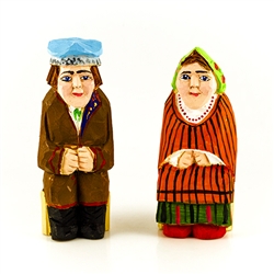 Hand carved and painted, our little couple is dressed in Swietokrzyski costume from southern Poland.