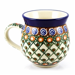 Polish Pottery 11 oz. Bubble Mug. Hand made in Poland. Pattern U42 designed by Anna Pasierbiewicz.