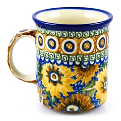 Polish Pottery 8 oz. Everyday Mug. Hand made in Poland. Pattern U585 designed by Maryla Iwicka.
