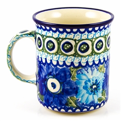 Polish Pottery 8 oz. Everyday Mug. Hand made in Poland. Pattern U586 designed by Maryla Iwicka.