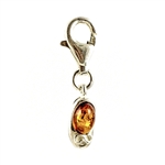 Miniature Baby Bootie Amber And Silver Charm