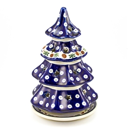 Polish Pottery 8.5" Votive Christmas Tree. Hand made in Poland and artist initialed.