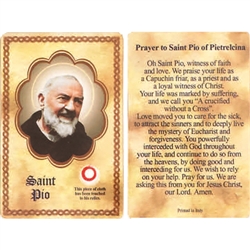 Saint Padre Pio of Pietrelcina Holy Card with 3rd class relic - English