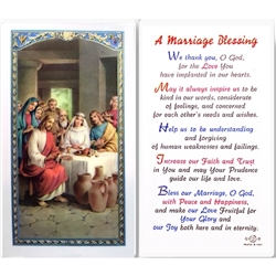 A Marriage Blessing - Holy Card.  Plastic Coated. Picture is on the front, text is on the back of the card.