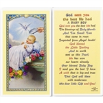 God sent you the best He had - A Baby Boy - Holy Card.  Plastic Coated. Picture is on the front, text is on the back of the card.