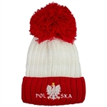 Polska Winter Bobble Cap White/Red - Czapka Zimowa