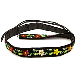 Gorgeous hand beaded black velvet belt from the Lowicz region in Poland Made entirely by hand.