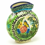 Polish Pottery 4.5" Mini Vase. Hand made in Poland. Pattern U2210 designed by Teresa Liana.