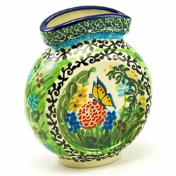 Polish Pottery 4.5" Mini Vase. Hand made in Poland. Pattern U2210 designed by Teresa Liana.