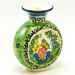 Polish Pottery 5" Mini Vase. Hand made in Poland. Pattern U2210 designed by Teresa Liana.