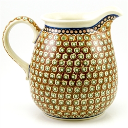 Polish Pottery 1.5 qt. Pitcher. Hand made in Poland and artist initialed.