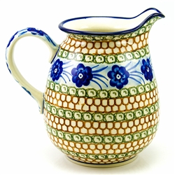 Polish Pottery 1 qt. Pitcher. Hand made in Poland. Pattern U53A designed by Anna Pasierbiewicz.