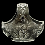 Genuine hand cut lead crystal basket with the traditional starburst cut design.  These come from the town of Zawiercie in southeastern Poland famous for their glass and crystal works.  These crystal baskets are uniquely Polish with intricate designs cut i