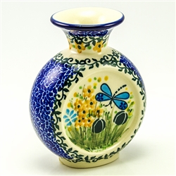 Polish Pottery 5" Mini Vase. Hand made in Poland. Pattern U2380 designed by Teresa Liana.