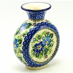 Polish Pottery 5" Mini Vase. Hand made in Poland. Pattern U1810 designed by Danuta Skiba.