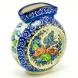 Polish Pottery 4.5" Mini Vase. Hand made in Poland. Pattern U3965 designed by Maria Starzyk.