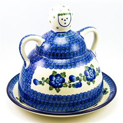 Polish Pottery 9" Cheese Lady. Hand made in Poland and artist initialed.