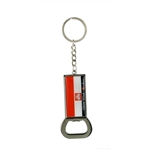 Combination key chain and bottle opener.