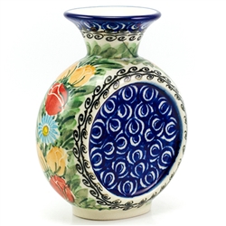 Polish Pottery 5" Mini Vase. Hand made in Poland. Pattern U4475 designed by Maryla Iwicka.