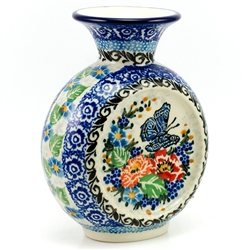 Polish Pottery 5" Mini Vase. Hand made in Poland. Pattern U3965 designed by Maria Starzyk.