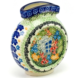 Polish Pottery 4.5" Mini Vase. Hand made in Poland. Pattern U4019 designed by Maria Starzyk.