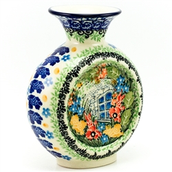 Polish Pottery 5" Mini Vase. Hand made in Poland. Pattern U4019 designed by Maria Starzyk.