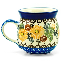 Polish Pottery 6 oz. Bubble Mug. Hand made in Poland. Pattern U1738 designed by Zofia Spychalska.