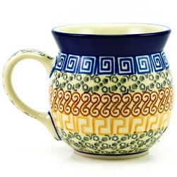 Polish Pottery 6 oz. Bubble Mug. Hand made in Poland and artist initialed.