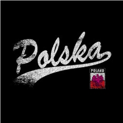 Classy looking black Polish T-shirt with a Polska Tailswoop design. Polish Eagle Emblem below Poland on the left side too. This shirt is designed to look "distressed". For those of you over 50 that means that it was designed to look used.