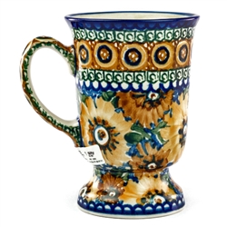 Polish Pottery 8 oz. Pedestal Mug. Hand made in Poland. Pattern U585 designed by Maryla Iwicka.