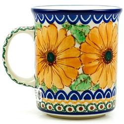 Polish Pottery 15 oz. Everyday Mug. Hand made in Poland. Pattern U740 designed by Lucyna Lenkiewicz.
