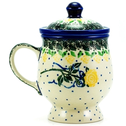 Polish Pottery 8 oz. Herbal Mug And Infuser. Hand made in Poland and artist initialed.