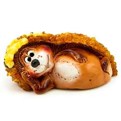 A miniature terracotta amber encrusted hedgehog....a Lithuanian specialty.