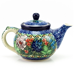 Polish Pottery 10 oz. Bedtime Teapot. Hand made in Poland. Pattern U4061 designed by Teresa Liana.