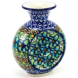 Polish Pottery 5" Mini Vase. Hand made in Poland. Pattern U151 designed by Maryla Iwicka.