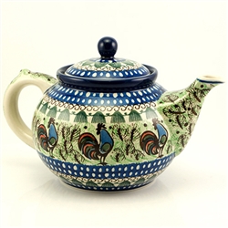 Polish Pottery 40 oz. Teapot. Hand made in Poland. Pattern U7664 designed by Monika Kuczynska.