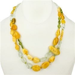 Bozena Przytocka is a designer of artistic amber jewelry based in Gdansk, Poland. Here is a beautiful example of her ability to blend amber, aquamarine and peridot to create a stunning necklace.
