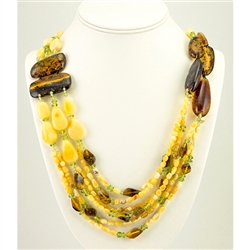 Bozena Przytocka is a designer of artistic amber jewelry based in Gdansk, Poland.   Here is a beautiful example of her ability to blend multiple shades of amber and peridot to create a stunning necklace.