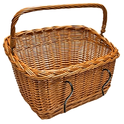 Vintage style, handmade of natural wicker, great for your
 bike to carry shopping or any other small items. Poland is famous for hand made wicker baskets.  This is a tradition in areas of the country where willow grows wild and is very much a village and