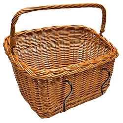 Vintage style, handmade of natural wicker, great for your
 bike to carry shopping or any other small items. Poland is famous for hand made wicker baskets.  This is a tradition in areas of the country where willow grows wild and is very much a village and