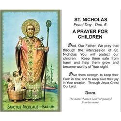 St. Nicholas - Holy Card.  Plastic Coated. Picture is on the front, text is on the back of the card.