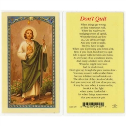 Don't Quit - Prayer / Holy Card.  Plastic Coated. Picture is on the front, text is on the back of the card.