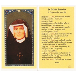 ST. Faustina- Holy Card.  Plastic Coated. Picture is on the front, text is on the back of the card.