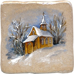 This charming wall decor tile will surely brighten up your kitchen. The hand painted artwork on this tile depicts a Polish mountain chapel.
Made in Poland