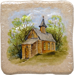 This charming wall decor tile will surely brighten up your kitchen. The hand painted artwork on this tile depicts a Polish mountain chapel.
Made in Poland